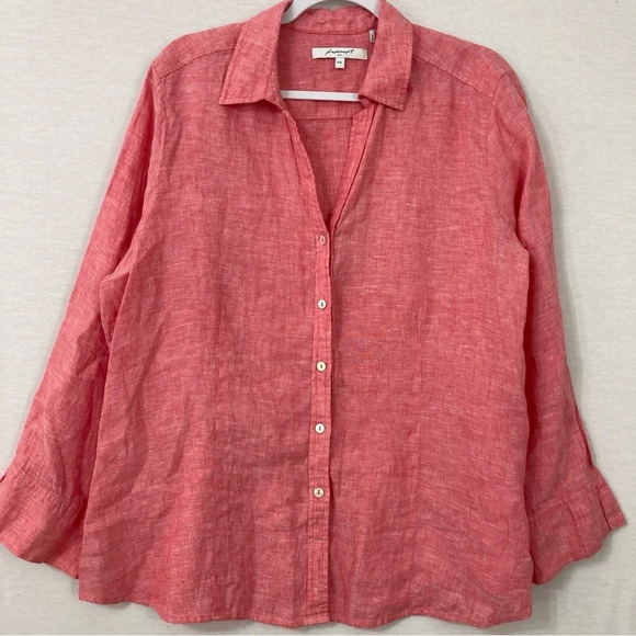 Foxcroft Red 100% Linen Long Sleeve Button Down size XXL - Picture 1 of 10